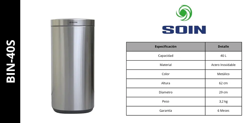 Basurero Acero Inox Soin 40l Smart 8
