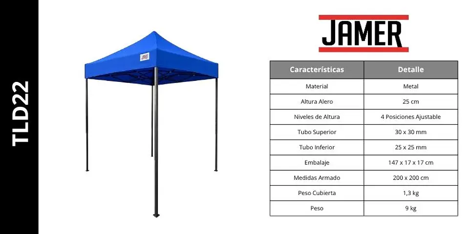 Toldo Plegable Azul 2x2 6