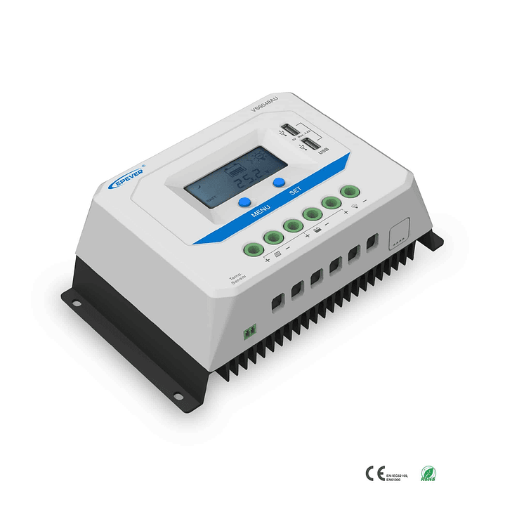 Regulador de Carga para Paneles Solares con USB 30A 12/24V 2