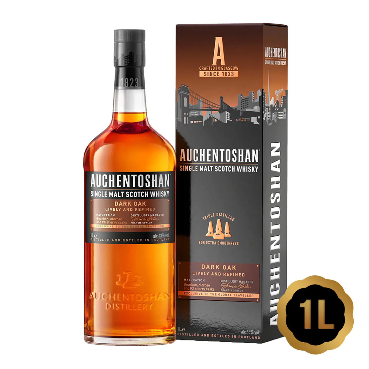 Auchentoshan Dark Oak (43%vol. 1L) 1