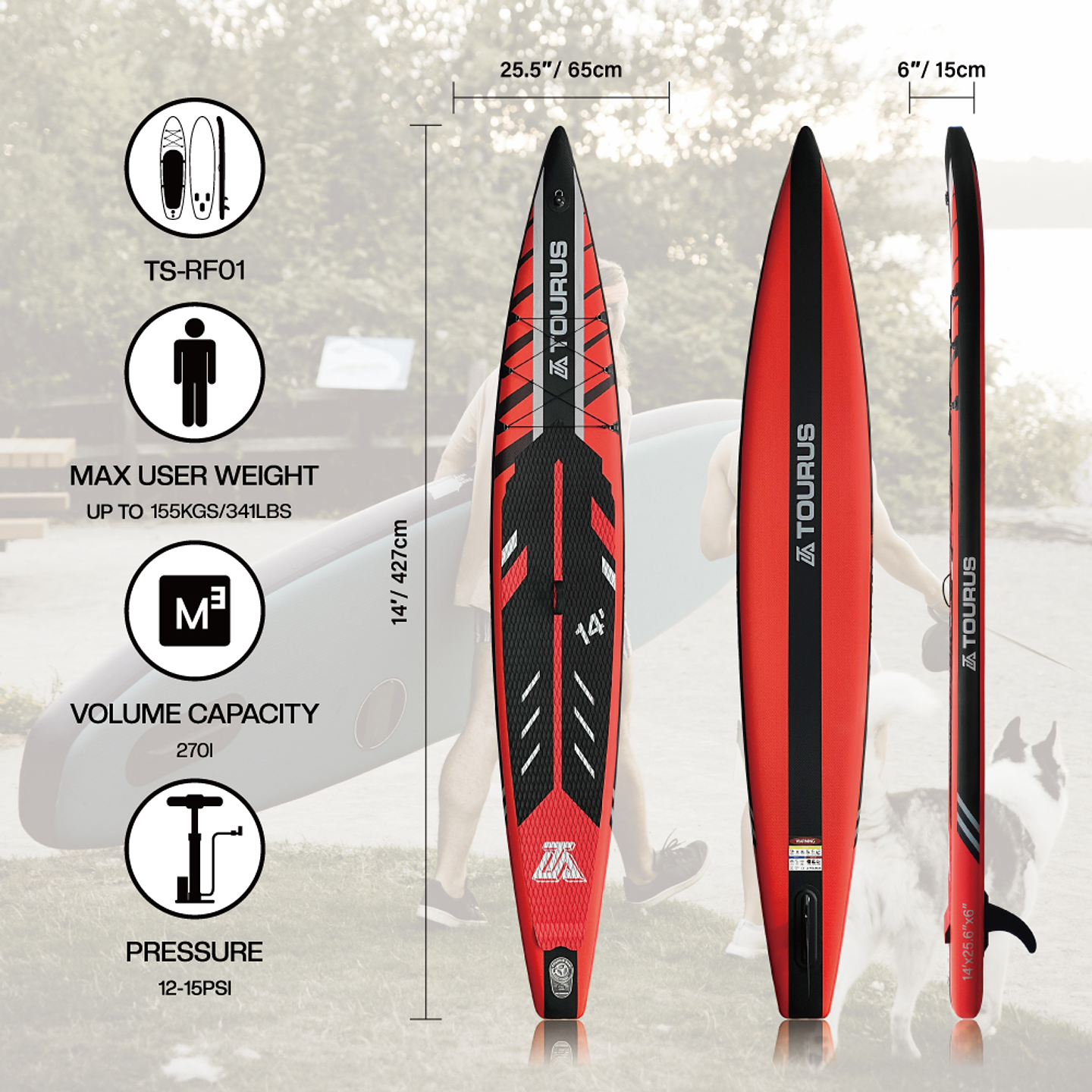 STAND UP PADDLE RACING SUP 14' TOURUS MODELO TSFR01 6
