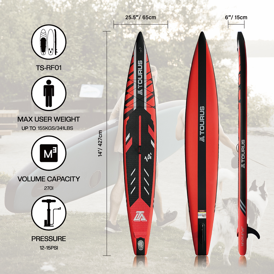 STAND UP PADDLE RACING SUP 14' TOURUS MODELO TSFR01 6
