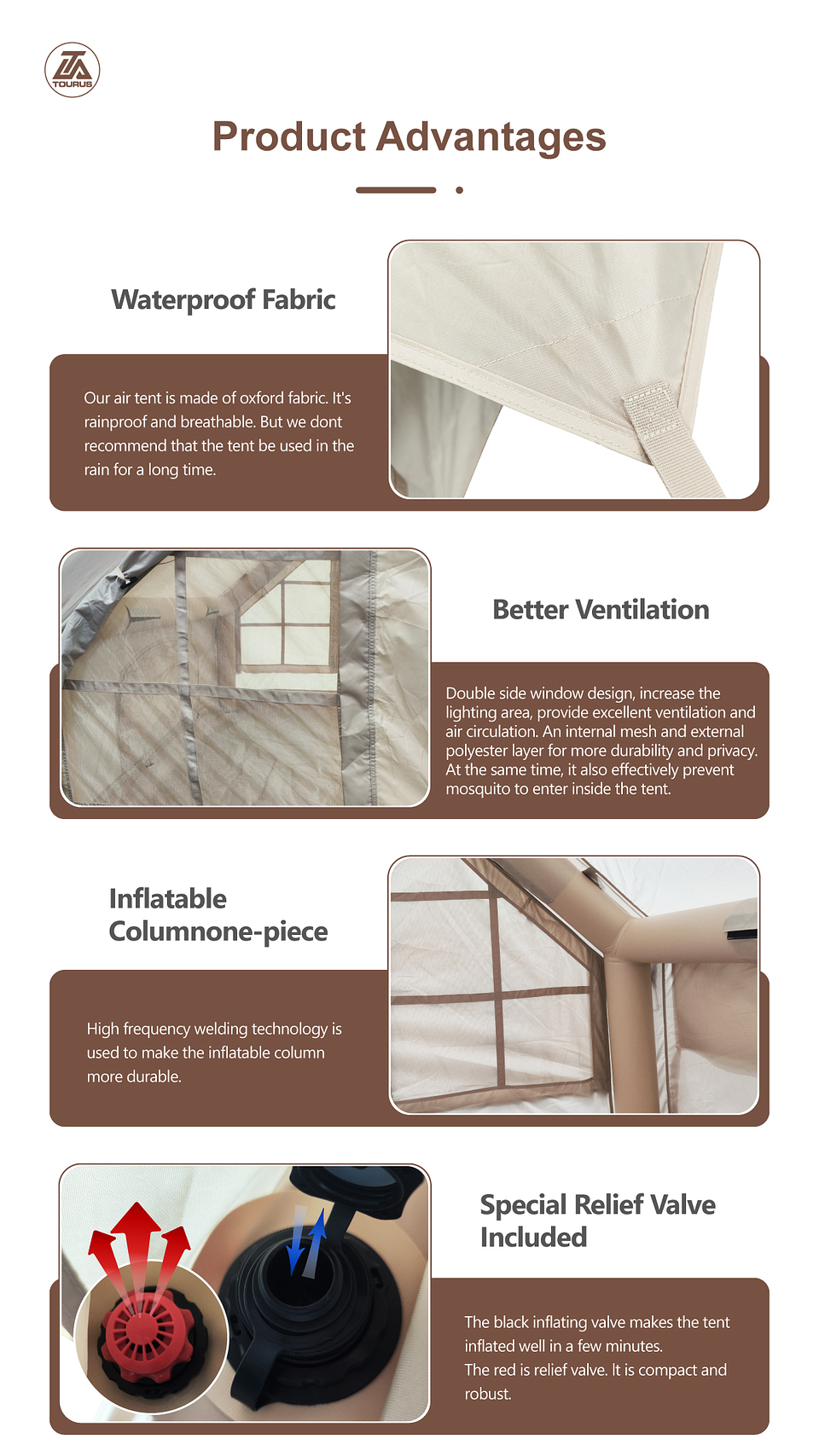 CARPA INFLABLE TOURUS 3 A 4 PERSONAS. MODELO TSIT03 6