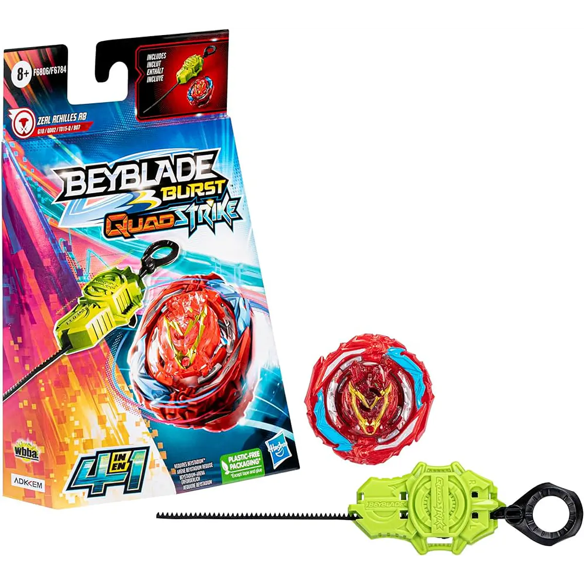 BEYBLADE BURST QUADSTRIKE KIT INICIAL ZEAL ACHILLES A8