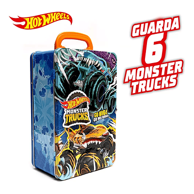 HOT WHEELS ESTUCHE METÁLICO PARA CAMIONES MONSTRUO A ESCALA