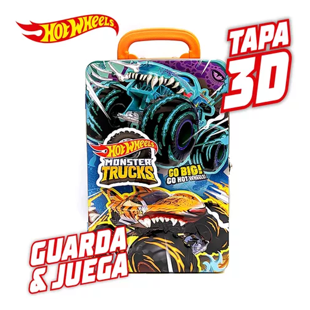 HOT WHEELS ESTUCHE METÁLICO PARA CAMIONES MONSTRUO A ESCALA