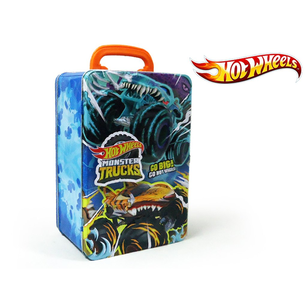 HOT WHEELS ESTUCHE METÁLICO PARA CAMIONES MONSTRUO A ESCALA