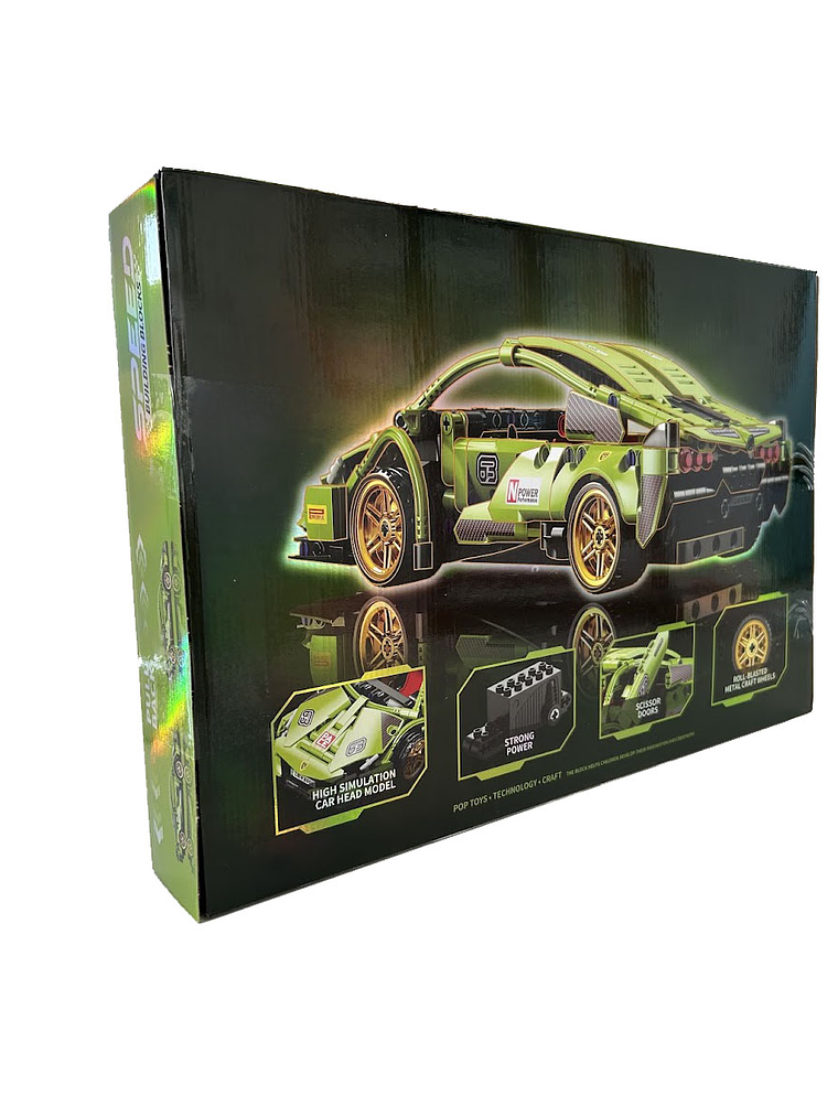 Auto de carreras. Bloques armables verde 451 piezas. 3