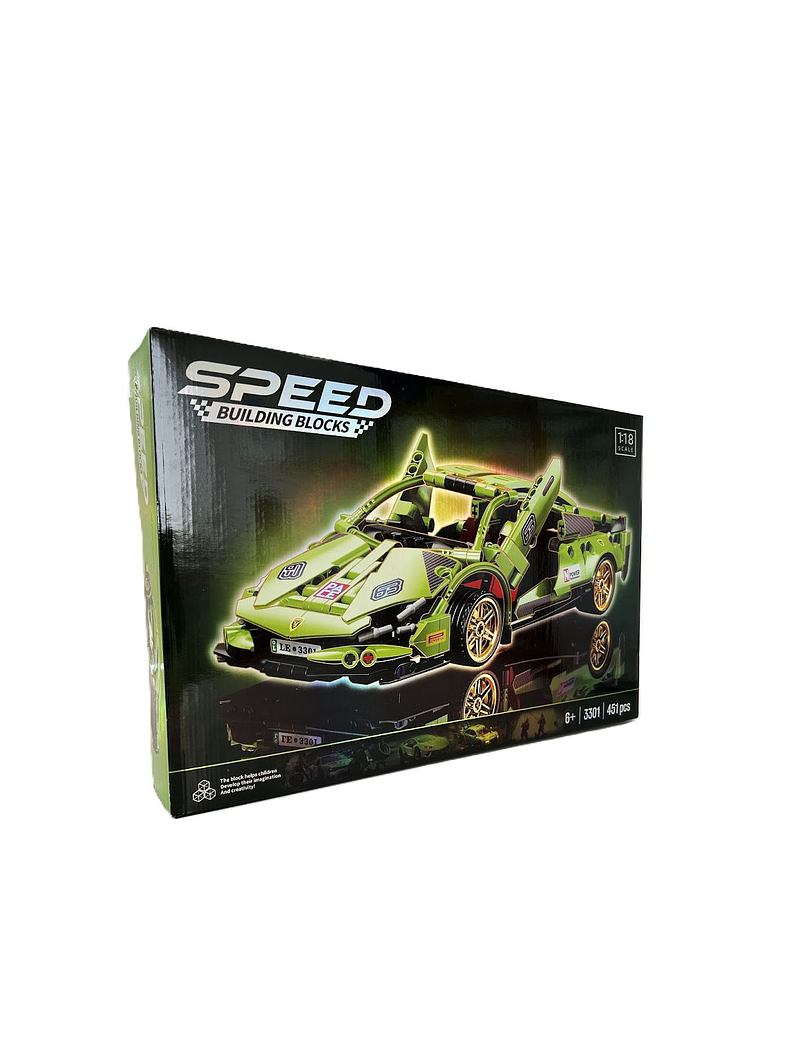 Auto de carreras. Bloques armables verde 451 piezas. 1