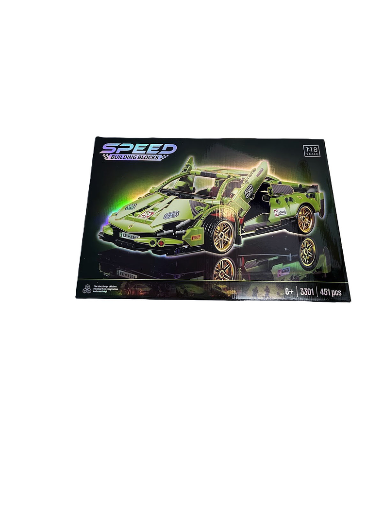 Auto de carreras. Bloques armables verde 451 piezas. 5