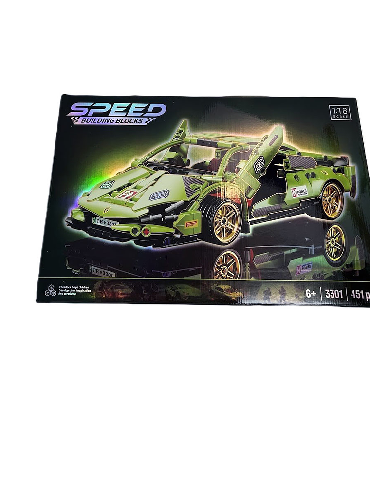 Auto de carreras. Bloques armables verde 451 piezas. 5