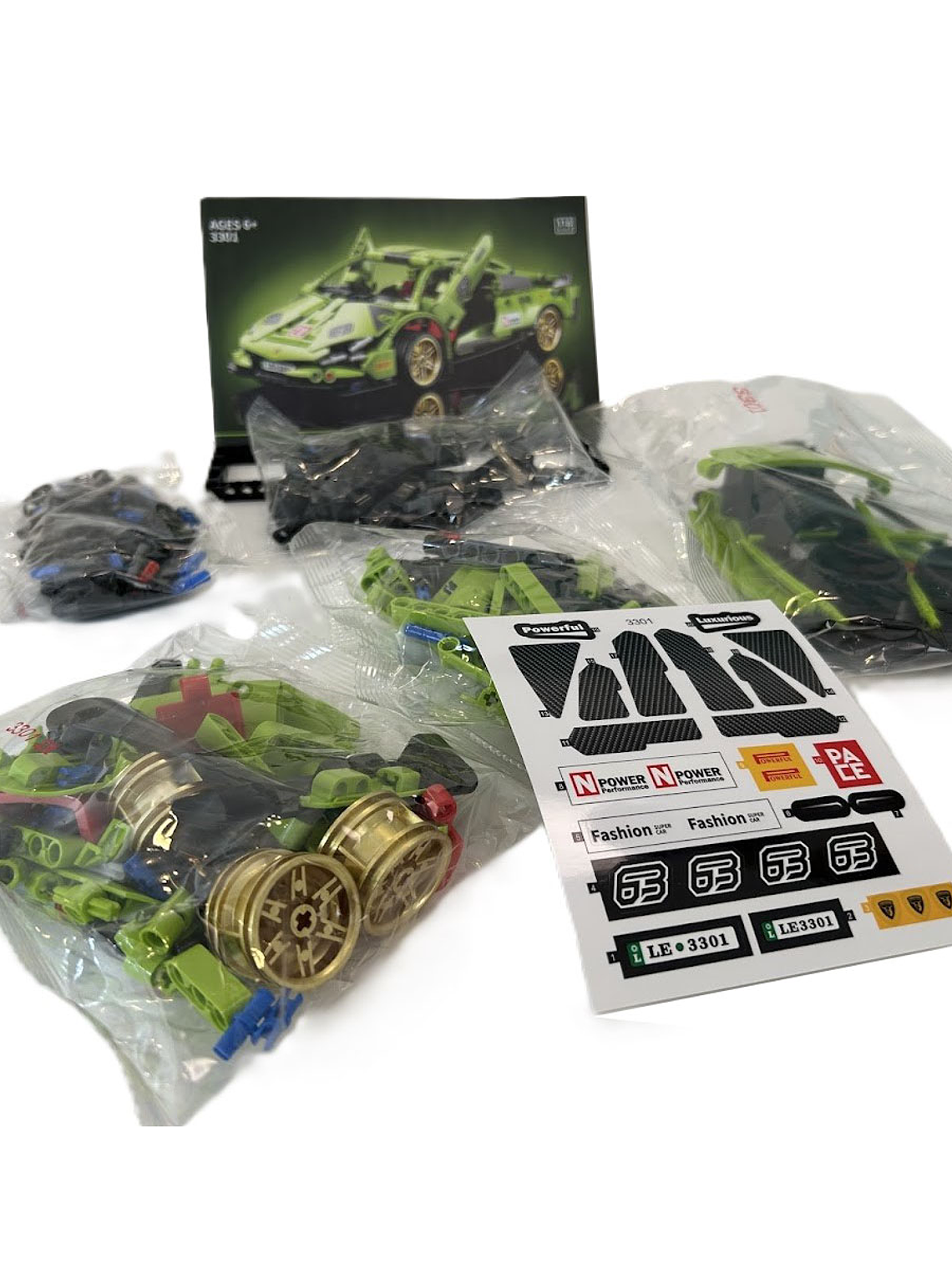 Auto de carreras. Bloques armables verde 451 piezas. 6