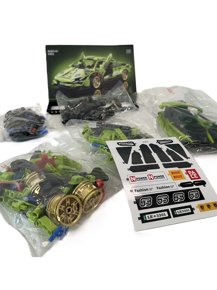 Auto de carreras. Bloques armables verde 451 piezas. 6