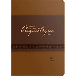 Bíblia de Estudo Arqueológica NVI Capa luxo marrom claro e escuro