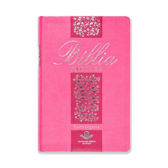 Bíblia Sagrada com letra gigante | Capa cor rosa floral com beiras floridas