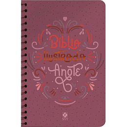 Bíblia ilustrada Anote capa rosa brilhante Com espaço para anotações - NVT