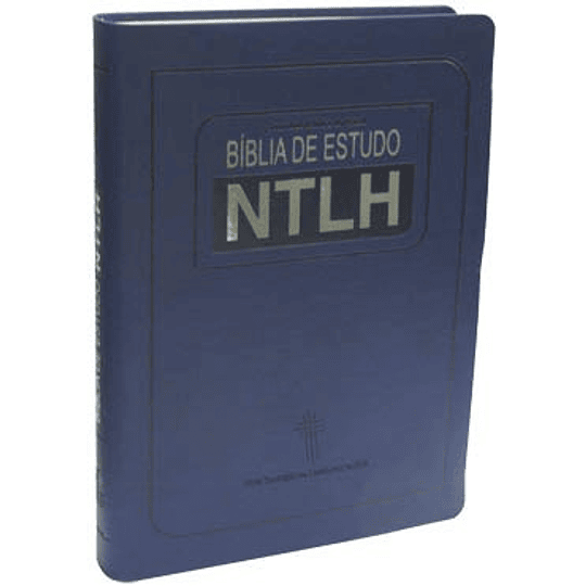  Bíblia de estudo NTLH Capa flexível na cor azul e beiras prateadas