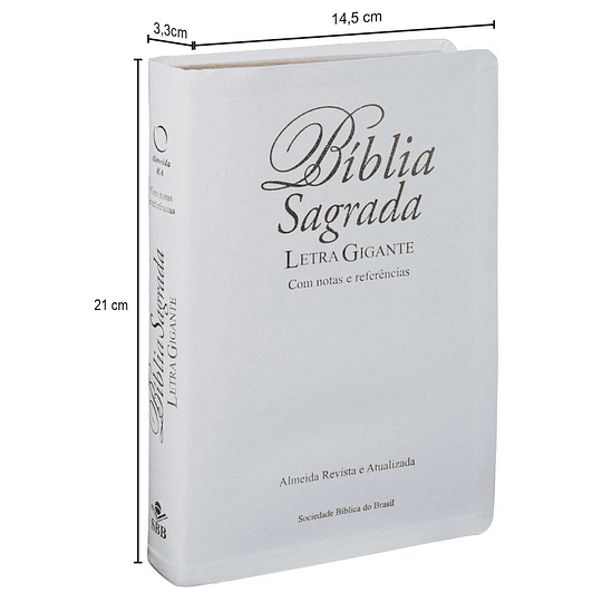 Bíblia Sagrada com letra gigante, notas e referências | Capa branca e beiras douradas com índice digital