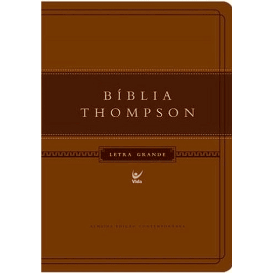  Bíblia Thompson com letra grande Capa bicolor castanho escuro e claro com beiras douradas e índice digital