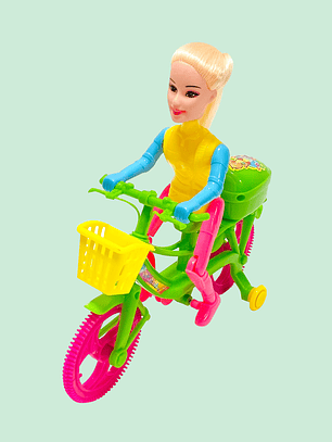 MUÑECA EN BICICLETA CON CUERDA 857-72