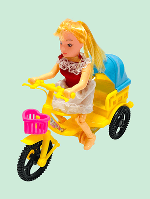 MUÑECA EN BICICLETA CON CUERDA 857-79