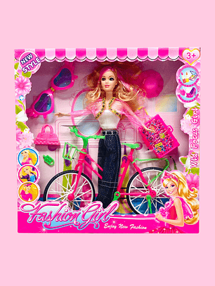 MUÑECA CON BICICLETA L886C