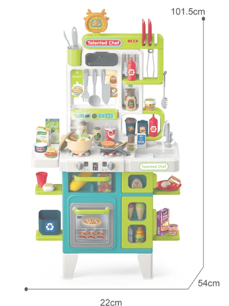 Home Chef - Cocina De Juguete Infantil Chef PRO 101cm, con agua, luz, sonido, vapor y 104 piezas. 2