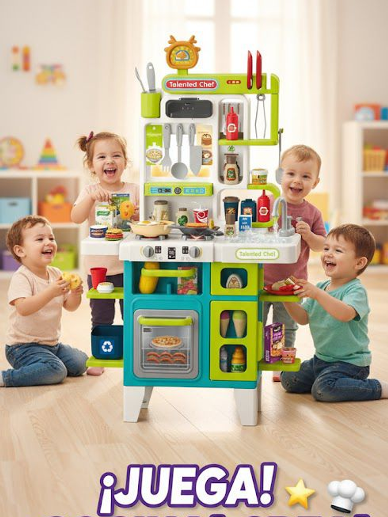 Home Chef - Cocina De Juguete Infantil Chef PRO 101cm, con agua, luz, sonido, vapor y 104 piezas. 3