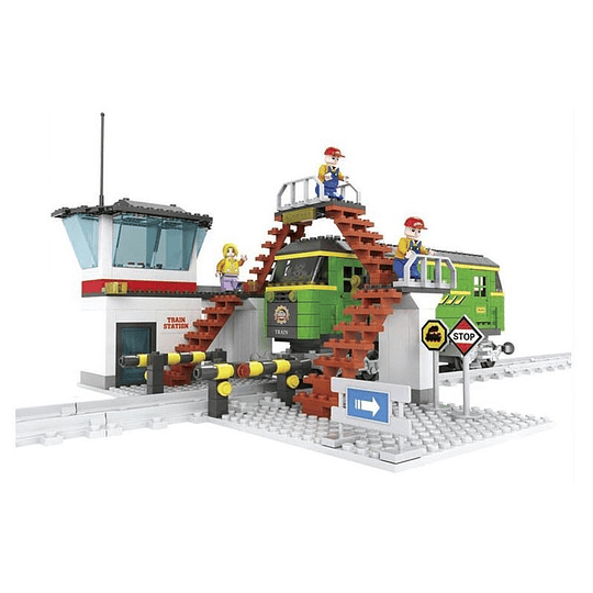 Set Estación de Tren con Trenes y Figuras - Compatible con LEGO | Ausini Nº25810