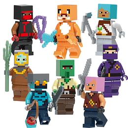 Minecraft Set 8 Figuras Distintos Compatible Lego Armables Versión (B) 