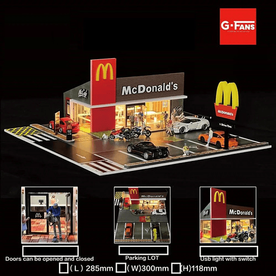 Diorama Mcdonald´s Escala 1/64 Luz Led Hot Wheels Colección