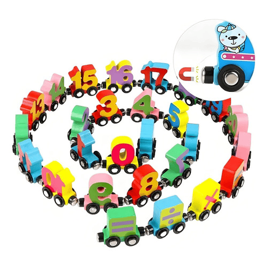 Tren Magnético De Madera Juego Didáctico Montessori 27 Pcs Color Multicolor