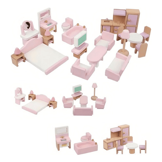 Set De Muebles De Madera Para Casa Muñecas 22 Piezas Juego