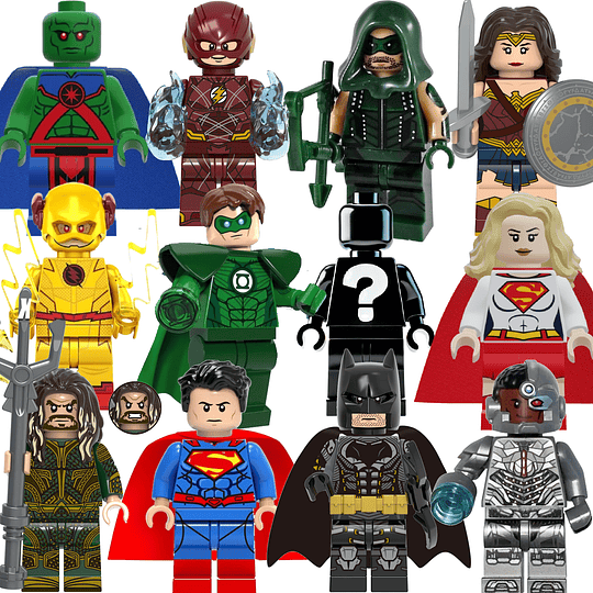 Set 12 Figuras Dc Liga De La Justicia Bloques Armables Super Comatible Lego