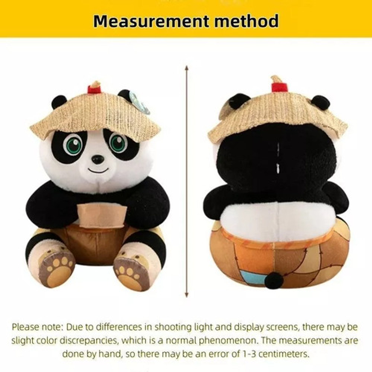 Peluche Po Bebé Kung Fu Panda Suave Sombrero De Paja Grande