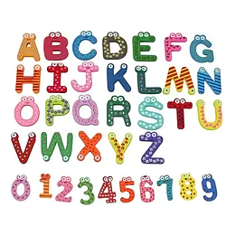 Letras Abecedario Y Numeros Didácticos De Madera Con Imán