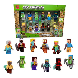 Set De 12 Figuras Minecraft Accesorios De Bloques