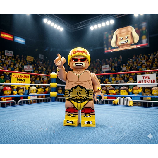 Minifigura Luchador Hulk Hogan Armable Compatible con Bloques Lego Figura Wrestling Coleccionable