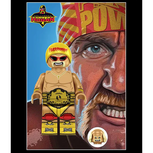 Minifigura Luchador Hulk Hogan Armable Compatible con Bloques Lego Figura Wrestling Coleccionable