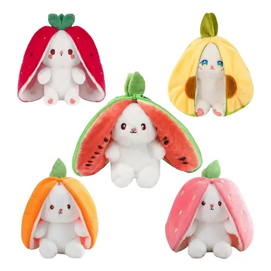 Peluche Conejo Frutal Con Cremallera Kawaii Orejas Largas