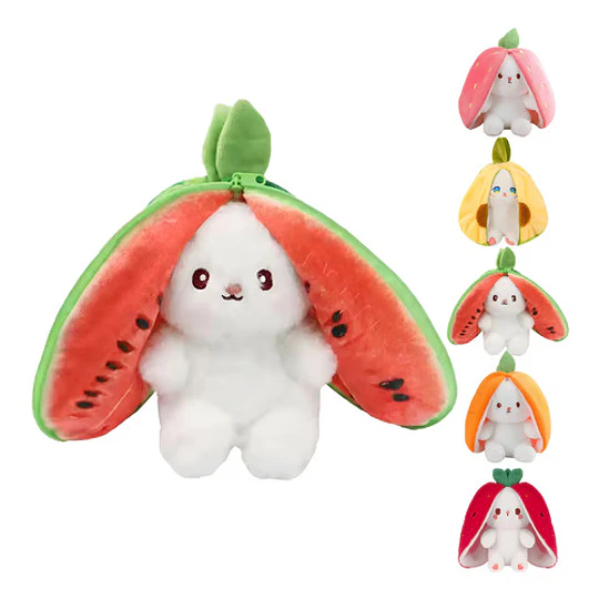 Peluche Conejo Frutal Con Cremallera Kawaii Orejas Largas