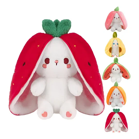 Peluche Conejo Frutal Con Cremallera Kawaii Orejas Largas