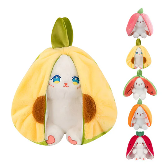 Peluche Conejo Frutal Con Cremallera Kawaii Orejas Largas
