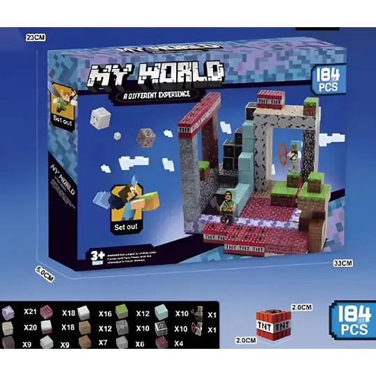 Minecraft Set Cubos Magnéticos En Caja Pixel Diseños Juguete