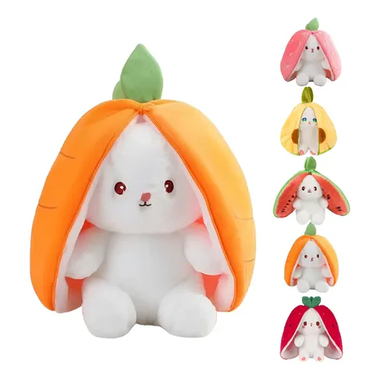 Peluche Conejo Frutal Con Cremallera Kawaii Orejas Largas
