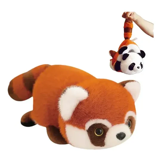 Peluche Panda Rojo Y Panda Reversible Para Niños (2 En 1)