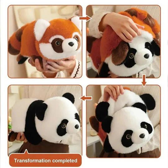 Peluche Panda Rojo Y Panda Reversible Para Niños (2 En 1)