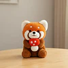 Peluche Panda Rojo Con Hongo Kawaii Suave Adorable Tierno