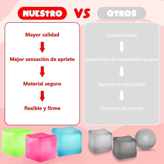Pack 4 Cubos Sensoriales Squishy Antiestrés Sugar Ball de Silicona