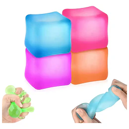 Pack 4 Cubos Sensoriales Squishy Antiestrés Sugar Ball de Silicona
